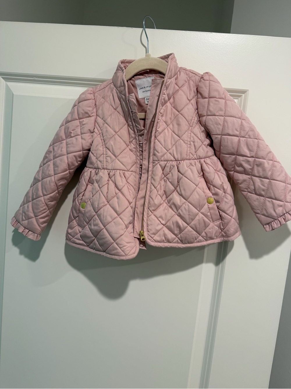 Janie and Jack Light Pink Quilted Peplum Puffer Jacket